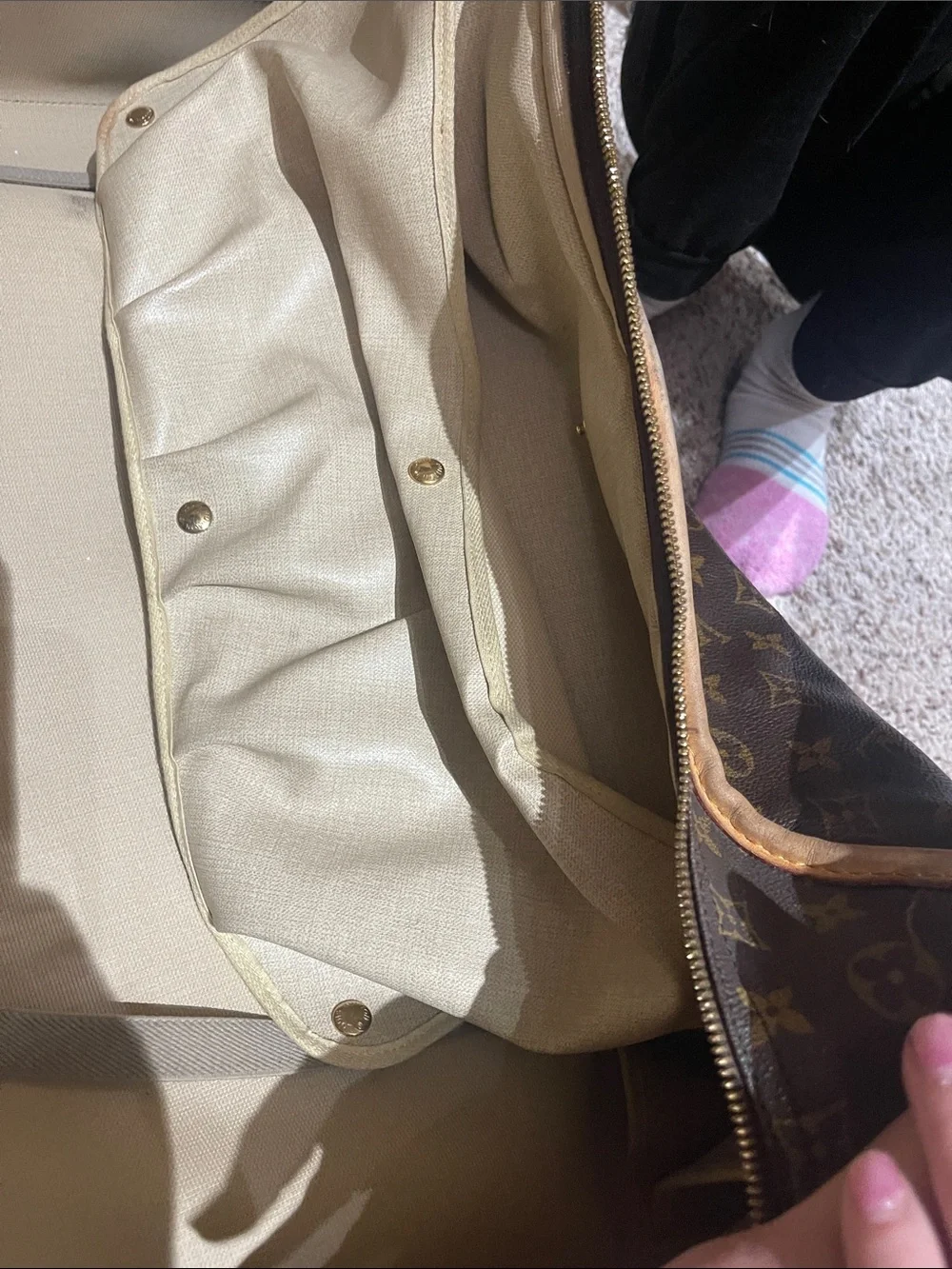 Louis Vuitton Brown Monogram Rolling Suitcase with Tan Trim